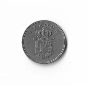 1966 Denmark - 1 Krone - 167 - Copper Nickel - 6.8g - Picture 1 of 2
