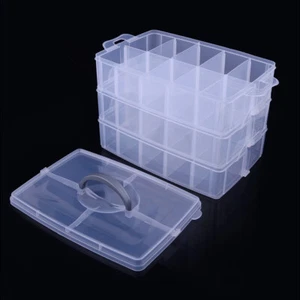 klar Drei Schichten Schmuck Kosmetika Aufbewahrungsbox Organizer Kasten Schränke - Picture 1 of 8
