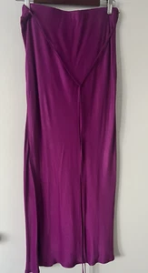 Anthropology satin maxi long skirt side slit pink fuscia belted size M - Picture 1 of 7