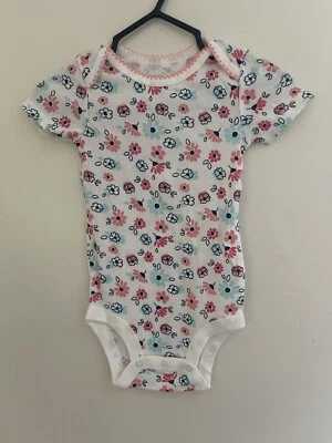 Koala Baby Girls Colorful Floral 100% Cotton Short Sleeve Bodysuit White 6-9 M - Image 1 of 4