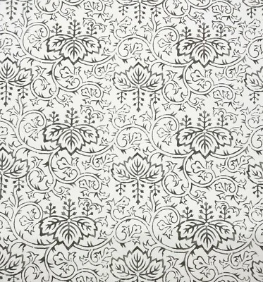 BALLARD DESIGNS RIAD SLATE GRAY FLORAL LEAF VINE MULTIUSE FABRIC BY YARD 54"W - Image 1 of 4