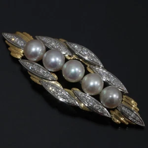 MIKIMOTO Obi-dome Akoya Pearl 8.0-8.5mm Diamond 0.97ct 18K Yellow Gold RARE!! - Picture 1 of 4