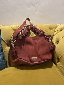 River Island Large BurntRed Leather And Suede, Tassel Handbag, Excellent Cond. - Picture 1 of 5