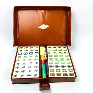 Vintage Jie Heng Hongkong Mahjong Mah Jongg Set 144 Sealed Tiles in Case - Picture 1 of 23