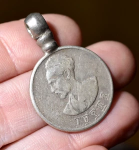 Antigua moneda de plata emperador Haile Selassie colgante león conquistador, Etiopía - Imagen 1 de 2