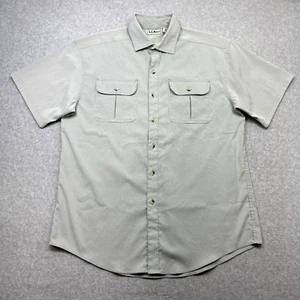 Vintage LL Bean Shirt Large Blue Hickory Stripe Seersucker Short Sleeve Summer - Picture 1 of 10