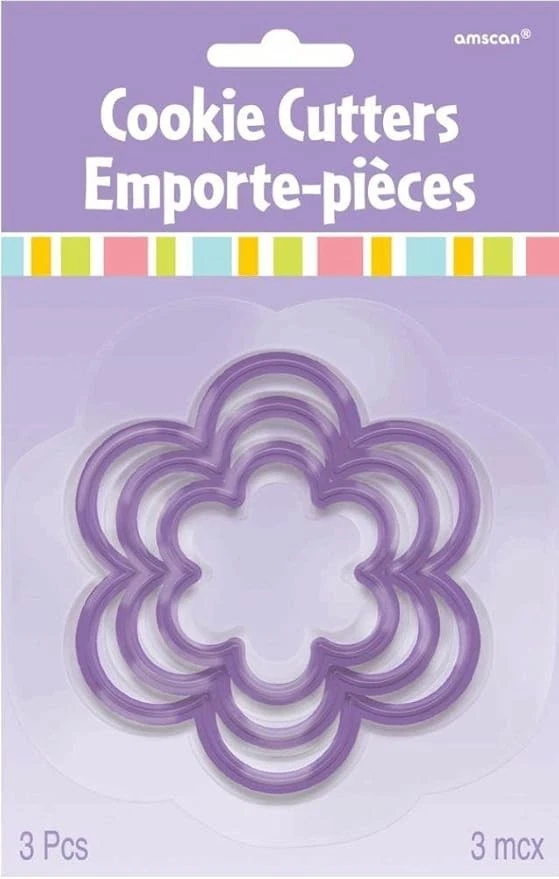Cortador de galletas con forma de flor Amscan Spring (paquete de 3), 4", púrpura Foto 1 de 1