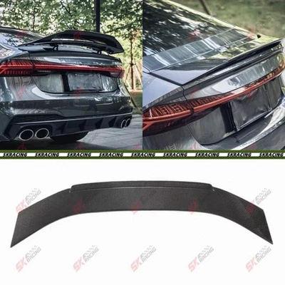 Forged/Carbon Fiber/Gloss Black Rear Trunk Lip Spoiler Wing For Audi S4 A4 17-25 - Image 1 of 4