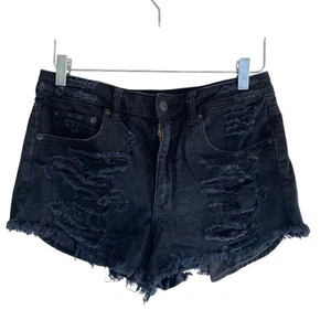 American Eagle schwarz Festival abgeschnittene Shorts Größe 6 abgenutzt hoher Bund - Bild 1 von 10