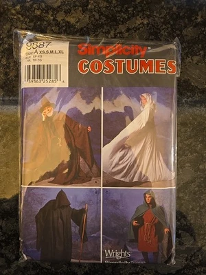 9887 Simplicity Wizard Witch Cape Cloak Hat Costume Sewing Pattern 30-48  Uncut - Image 1 of 2