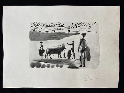 Pablo Picasso (Handmade) Drawing mixed media on paper signed & stamped - Image 1 of 3