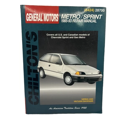 Chilton 8424 Chevrolet Sprint, Metro, Geo Metro 1985-1993 Repair Manual - Image 1 of 4