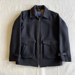 Pendleton Pittock Coat 100% Wool Full Zip Men's XL Pockets Buckle Dark Gray - Picture 1 of 15