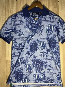The Earth Polo Ralph Lauren Hawaiian Tropical Graphic Polo Shirt Small Slim Fit - Picture 1 of 8