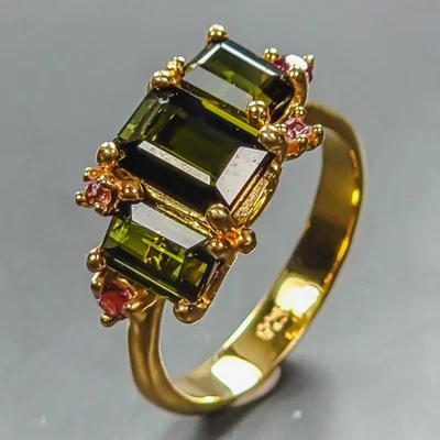 Anillo de turmalina natural caro de 5 quilates de plata de ley 925 talla 8/R445934 Foto 1 de 4