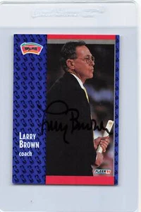 1991/92 Fleer #183 Larry Brown Spurs Signed Auto *J9136 - Picture 1 of 2