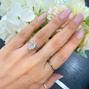 Platinum 2.00Ct F/VS Lab-Grown Oval Solitaire Diamond Engagement Ring - Picture 1 of 11