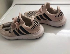 Adidas Ortholite Sneaker Size Youth 1 Beige Light Brown & Black - 3 Strips - Picture 1 of 10