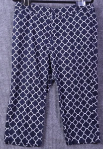 St Johns Bay Capri Women Sz 12 Blue Cotton Wide Leg Crop Nautical Pocket Comfort - Picture 1 of 15