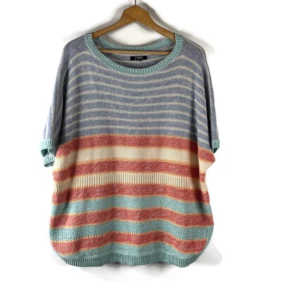 Suéter Pullover Ralph Lauren CHAPS Mujer Talla XXL Rayas Dolman Manga Corta Foto 1 de 4