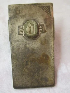 1912 Heintz Metall Art Deco großer Clip mit grüner Jasperware Kamee Schreibtischzubehör - Bild 1 von 4