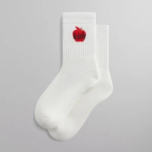 Kith Big Apple Mid Crew Sock Socks in White FW24 One Size New York City NYC - Picture 1 of 6