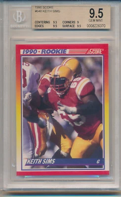 1990 Score Football Keith Sims (Rookie Card) (#648) BGS9.5 BGS - Image 1 of 2