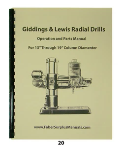 Giddings-Lewis Bickford Radial Drill 13"-19" Column Operator & Parts Manual #20 - Picture 1 of 9