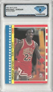 1987-88 Fleer MICHAEL JORDAN #2 Sticker 💎 DSG 8 NM/Mint - Picture 1 of 2