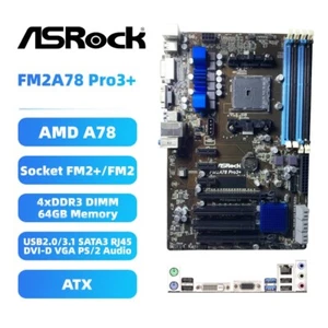 ASRock FM2A78 Pro3+ Motherboard ATX AMD A78 FM2+/FM2 DDR3 SATA3 DVI-D VGA Audio - Picture 1 of 6