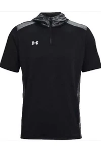 New Men's Under Armour AU Command Short Sleeve Black Hoodie Size Small New - Picture 1 of 14