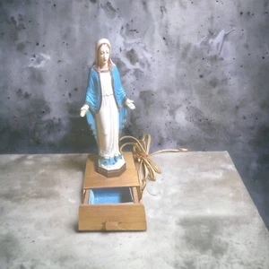 Vintage 1950's 10" Virgin Mary Statue Music Trinket Box & Night Light Working - Picture 1 of 13