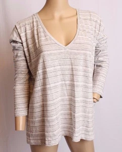 Rag & Bone Jean Gray White Stripe Cotton Blend Long Sleeve Knit Top M - Picture 1 of 6