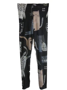 Katze Kätzchen Leggings Größe Small elastische Taille mehrfarbig Tier Stärke zum Überziehen - Bild 1 von 3