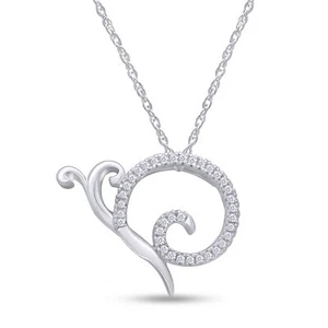 1/10 Ct Lab Grown Diamond Snail Pendant Necklace 10k Solid Gold - Picture 1 of 22