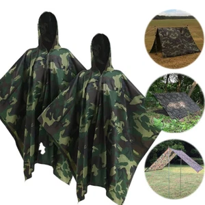 Tactical Rain Poncho  Army Military Poncho Shelter  Waterproof Ripstop Camping - Picture 1 of 22