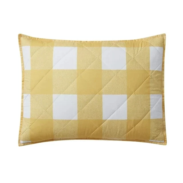 Mainstays Check Yellow Gingham Polyester Pillow Sham Queen (2 Count)