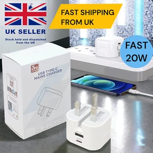 Fast Charger Plug PD 20W USB-C Type Compatible For iPhone 15 14 13 12 Pro XR XS - Picture 1 of 8