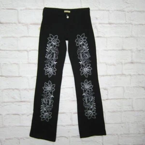 Y2K Virgin Only BRAZILIAN Stretch Rockstar Embroidered Rhinestone Flare Jeans - Picture 1 of 9