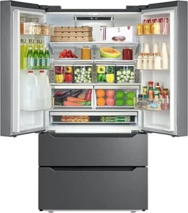 French Door Refrigerator LED Lighting Automatic Defrost Kitchen Fridge 22.5Cu.Ft - Picture 1 of 16