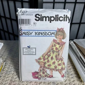 Simplicity Daisy Kingdom Girl and Doll Dress Pattern 7607 Uncut Sizes 8 10 12 14 - Picture 1 of 3
