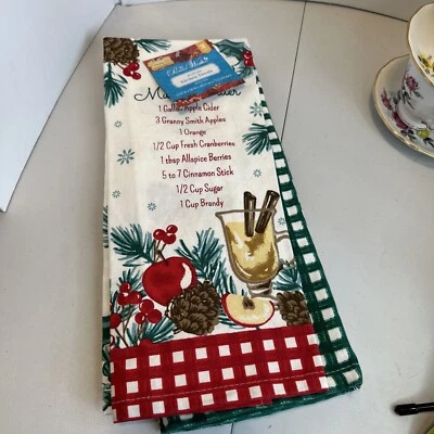 Juego de 2 toallas de cocina de vacaciones con receta de SIDRA CALIENTE Pioneer Woman con etiquetas Foto 1 de 4