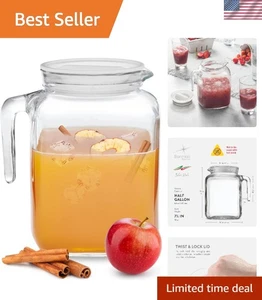 Jarra de vidrio Bormioli Rocco 68 OZ con tapa a prueba de fugas para bebidas frescas - Imagen 1 de 11