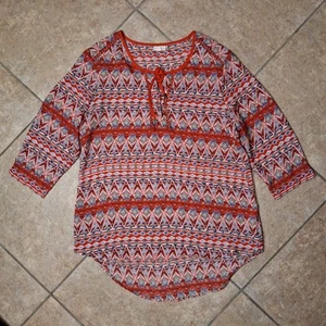 Blusa túnica boho Antilia mujer XL hada campesina hippie roja blanca bordada - Imagen 1 de 17
