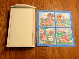 Handcrafted Wooden DOLL BED with Homemade Nursery Rhyme/Polka Dot QUILT NEW - Picture 1 of 2