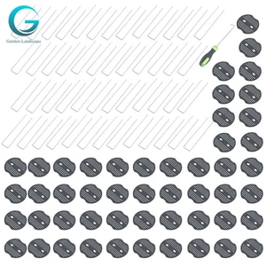50 Pcs 6In Galvanized Landscape Pins Staples Easy To Mount W/ Gasket Washer Caps - Picture 1 of 8