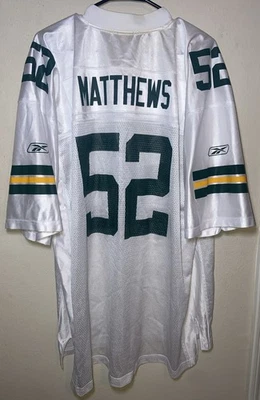 Green Bay Packers Jersey NFL Football Clay Matthews Reebok White Men 2XL — 第 1/4 张图片