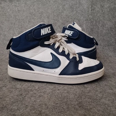 Кроссовки баскетбольные Nike Court Borough Mid 2 для мальчиков 5,5 лет белые синие CD7782-107 - Изображение 1 из 4