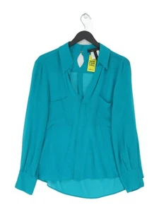 BCBGMAXAZRIA Women's Blouse S Green 100% Silk Long Sleeve Collared Basic - Picture 1 of 8