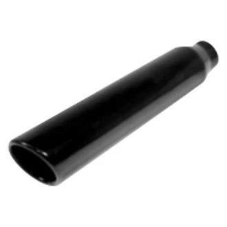 Exhaust Tip 304 SS Round Rolled Edge Angle Cut Weld-On Black Powder Coated Foto 1 de 2